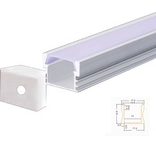 LED Aluminium Opbouwprofiel 17x15mm – Inclusief Opaal of Witte Afdekkap – 2m