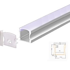 LED Aluminium Opbouwprofiel 17x15mm – Inclusief Opaal of Witte Afdekkap – 2m
